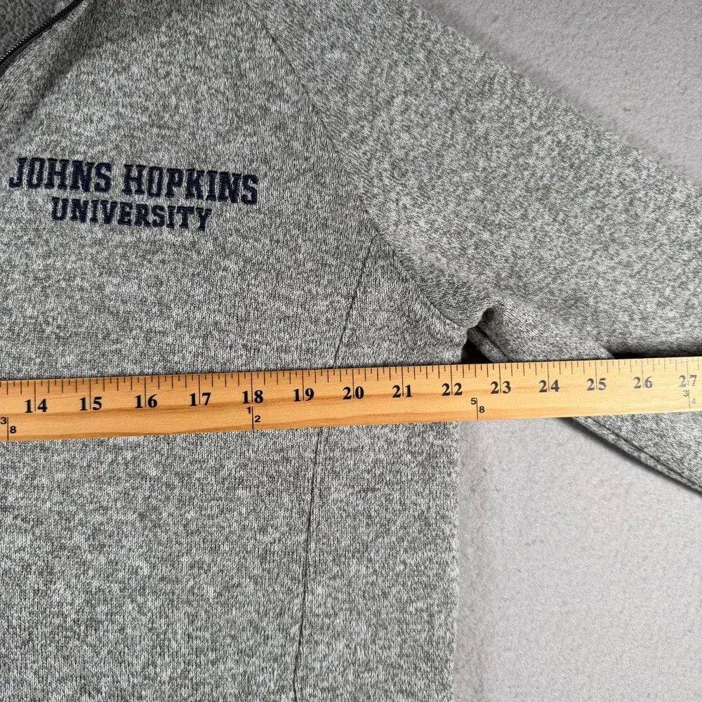 League Johns Hopkins University Quarter Zip Pullover Heather Gray Mens Large